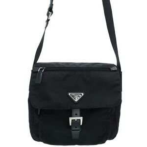 Prada Tessuto Crossbody messenger bag saffiano Leather Nero Black
